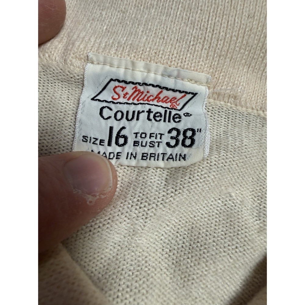 Vintage St Michael Sweater Womens M Cream Embroidered Knit Y2K Cottagecore - Picture 2 of 5
